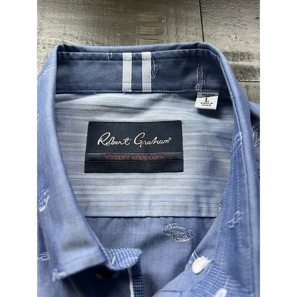 Robert Graham Men's Long Sleeve Button-Up Shirt Tailored Fit- Vintage Car Design - Picture 4 of 7